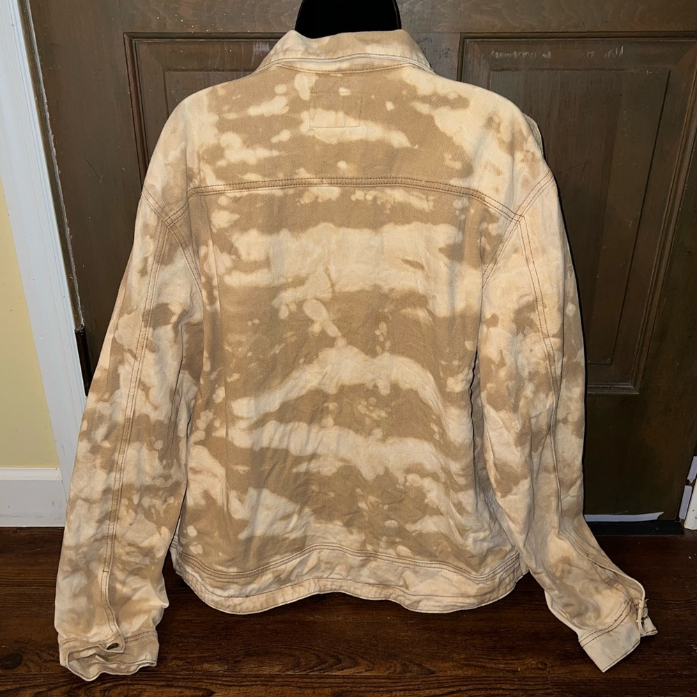 American Vintage Denim Khaki Zip Up Camo Upcycled Utility Retro Jacket Size XL - Picture 5 of 8